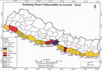 ネパールの砒素汚染地図